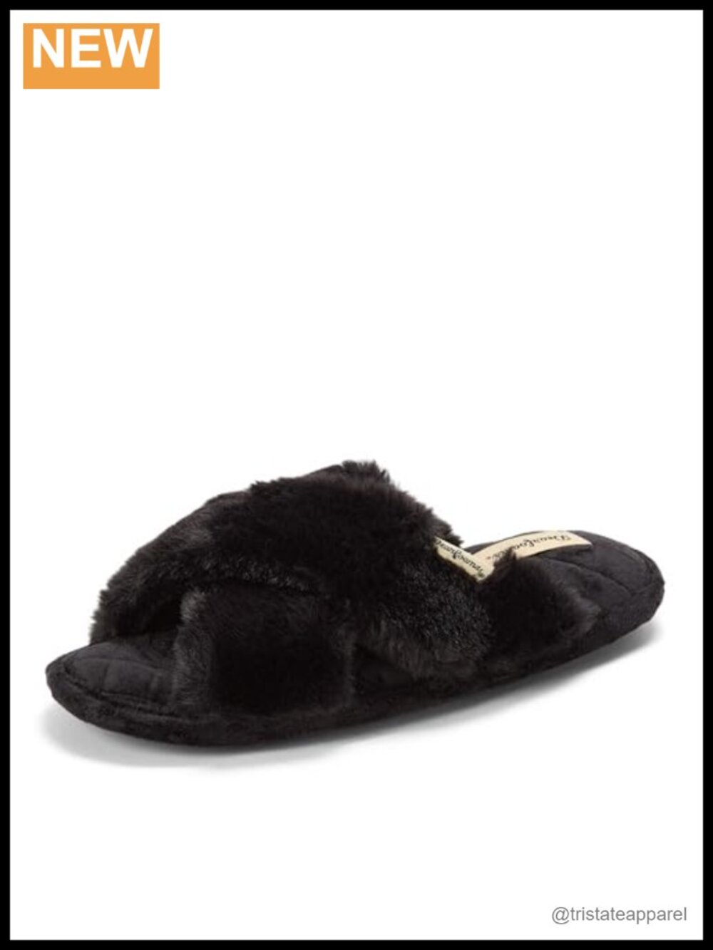Dearfoams Women's Jessica Cross Band Slide Memory Foam Open Toe Fuzzy Slippers